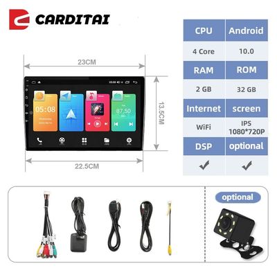10.1 Inch Touch Screen 2 Din Car Radio con Android OS DSP Funzione e BT Navigation
