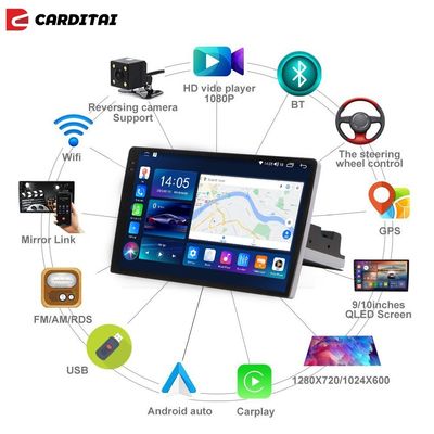 9" 2K Screen 2DIN Car Radio con Android 10 OS e Carplay/Android Auto Compatibility