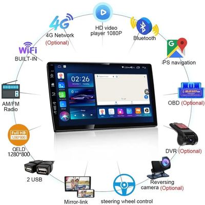 Riproduzione di DVD per auto da 9 pollici Navigare Android con 6 128 GB 4G Wifi GPS Dsp Rds AM Double Din Car Radio