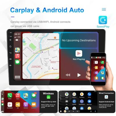 QLED Screen Android 9/10 Inch 4G RAM 64G ROM Double Din Car MP5 Player con interfaccia utente personalizzata