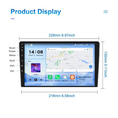 QLED Screen Android 9/10 Inch 4G RAM 64G ROM Double Din Car MP5 Player con interfaccia utente personalizzata