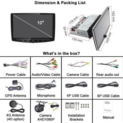 Allwinner A100 Android 10.0 Navigazione audio auto con Bluetooth Fotocamera AHD schermo GPS
